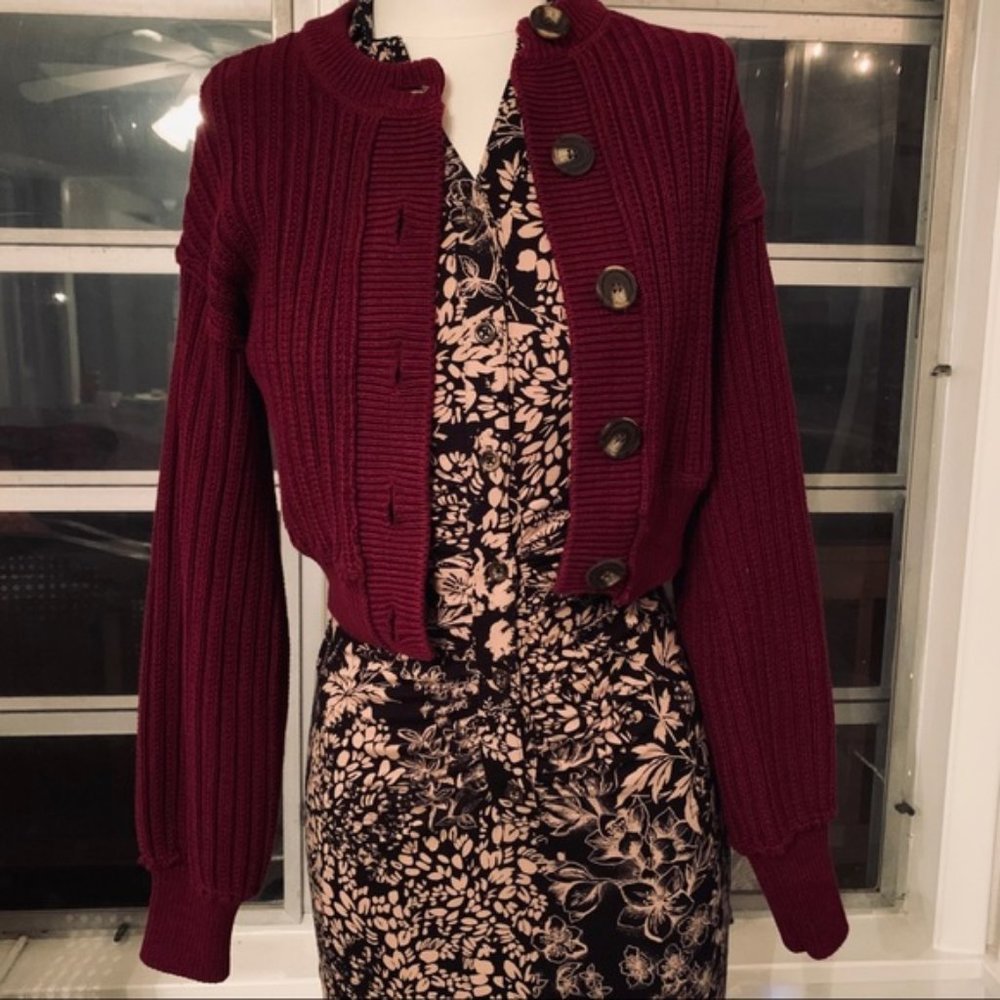 Free People All Yours Cardigan Cardi Sweater Wine